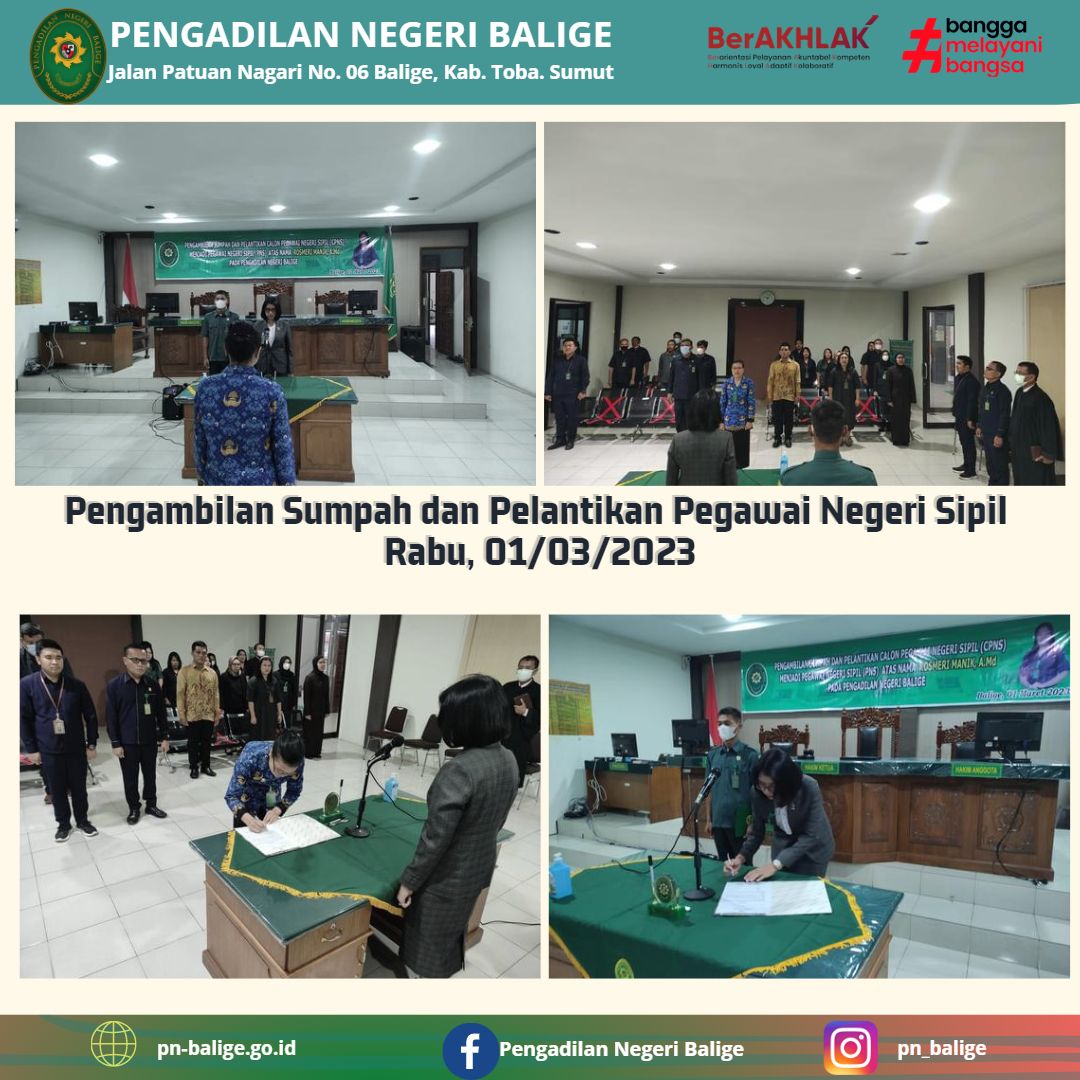  Pengambilan Sumpah dan Pelantikan Pegawai Negeri Sipil  